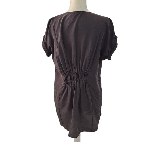 Rebecca Taylor Women's Dark Grey Cap Sleeves Silk Sequin Tunic Top Sz 4 - Picture 5 of 9
